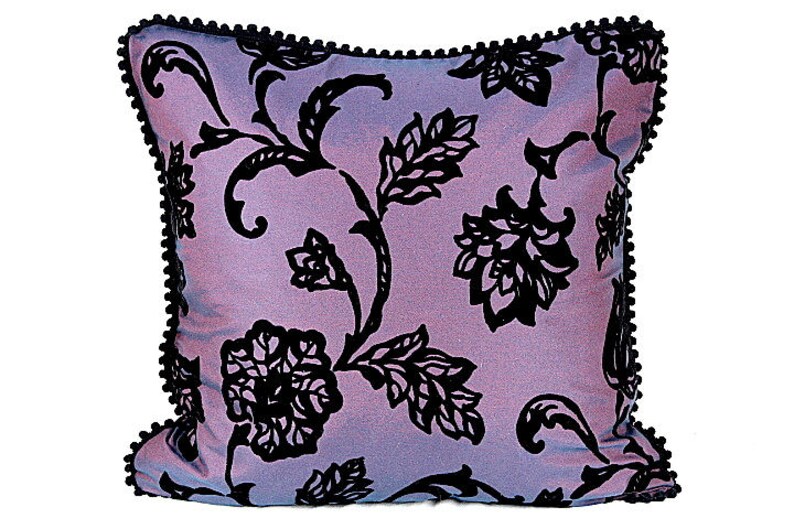 Floral Flocked Throw Pillow Cover 20x20 Floral Velvet Cushion Etsy