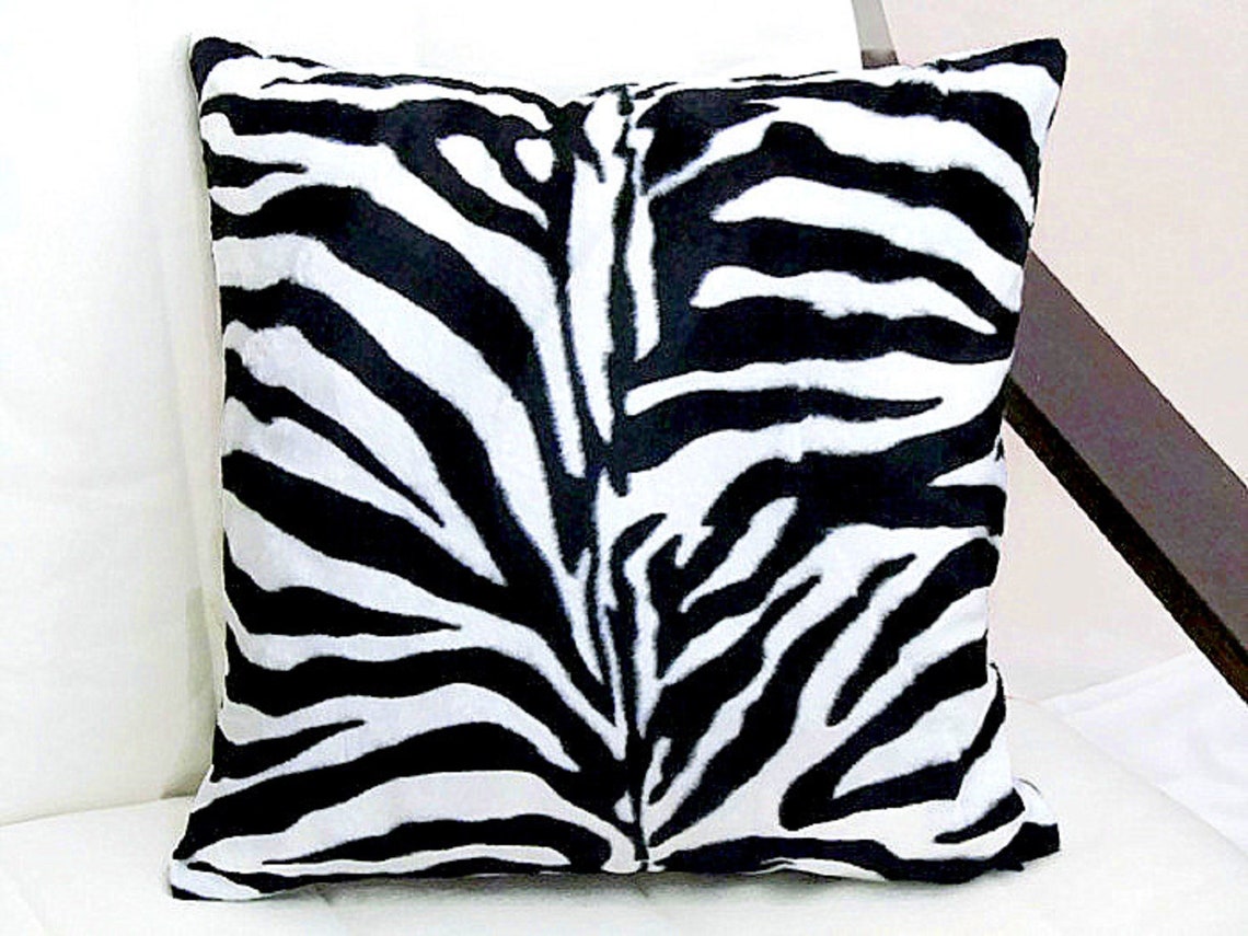 Zebra Print Throw Pillow Covers Soft Velvet Pillow Covers Etsy