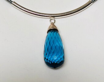 Swiss blue topaz  choker pendant.