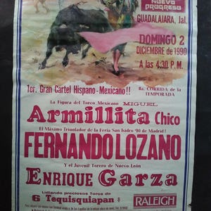 Bullfighting Poster Plaza De Toros Neuvo Progreso Guadalajara December 1990