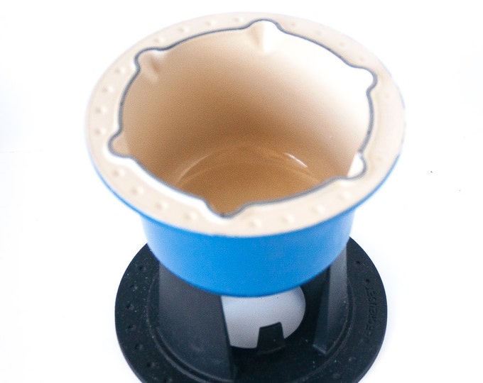 Vintage Le Creuset Fondue Set blue Enamel Over Cast Iron Etsy