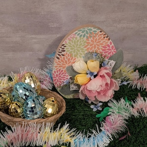 Spring Easter Egg Floral Arrangement | Easter Table Decor | Pastel Farmhouse Centerpiece | Handmade Easter Decoration