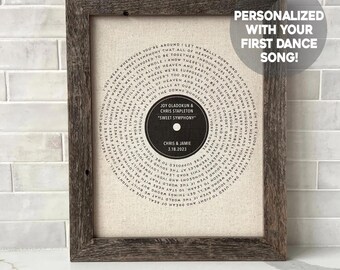 Personalized Anniversary Song Lyrics Vinyl Record Print, 2nd Cotton, 4th and 12th Linen Anniversary