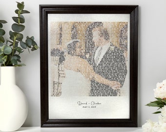 Wedding Song Lyrics Portrait First Dance for Husband Wife Linen 4th 12th Anniversary Fabric Wall Art Print Word Art Lyrics Create the Photo