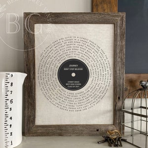 Graduation Gift Vinyl Record Song Lyrics Personalized for Daughter or Son Class of 2023 Best Friend High School College Graduate image 1