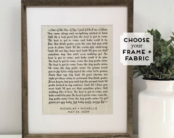 Wedding Song Lyrics Framed Anniversary Gifts, First Dance Song Art, Gifts for Newlyweds, Wife or Husband 2nd Cotton or 4th Linen Anniversary