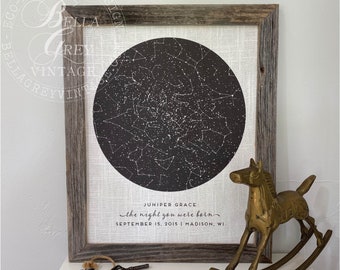 On the Night You Were Born Stars - Celestial Sky Map - Gift for New Baby Boy or Girl Nursery with the Night Sky Constellations