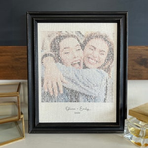 Birthday Graduation Gift for Best Friend Favorite Song Lyrics Portrait Fabric Wall Art Print from Your Photo Word Art in Shape of Picture