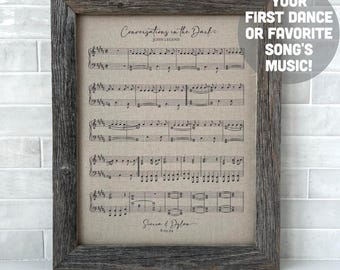 First Dance Song Sheet Music Linen Print, 4th Anniversary Personalized Gift