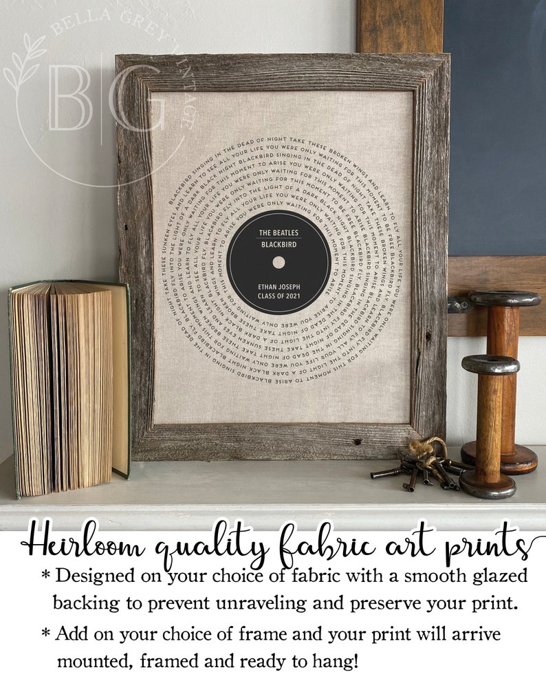 Graduation Gift Vinyl Record Song Lyrics Personalized for Daughter or Son Class of 2023 Best Friend High School College Graduate image 2