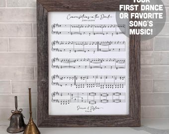 Personalized First Dance Sheet Music Art: Paper Anniversary Gift