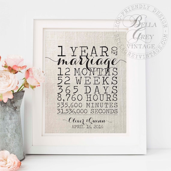 Personalized First 1st Anniversary Gift One Year Of Marriage Etsy
