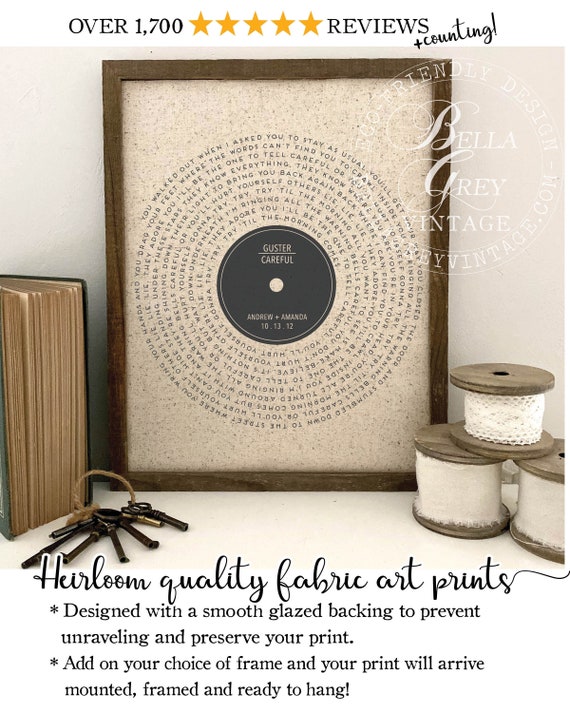 First Dance Song Lyrics Cotton 2nd Anniversary Gift, Vinyl Record Art