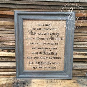 Irish Celtic Marriage Blessing Burlap Sign Cotton Art Print - Vintage Farmhouse - Shabby Chic - Wedding Gift - Anniversary Housewarming Gift
