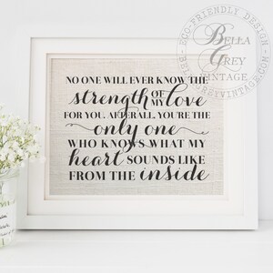 Strength of My Love for You You&#39;re the Only One Who Know What My Heart Sounds Like From Inside - Gift for Baby - Nursery Decor