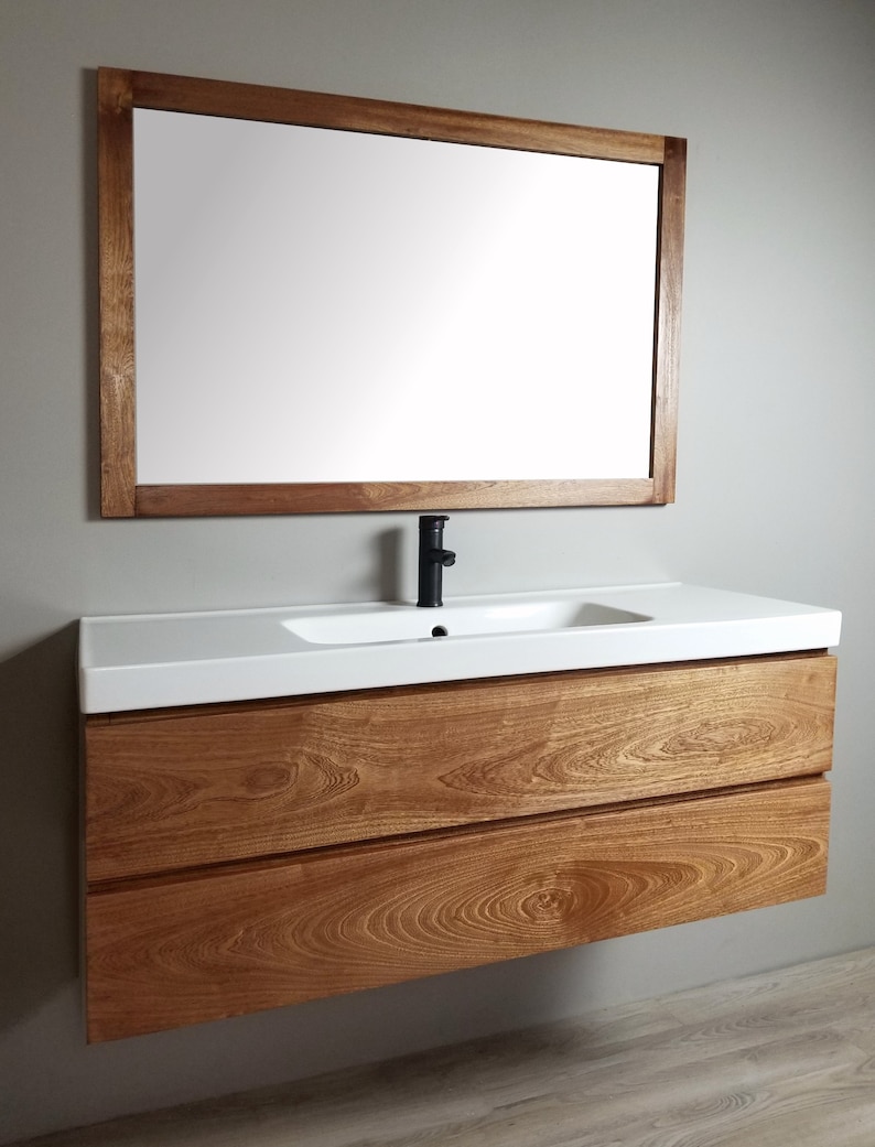 Solid Wood Floating Bathroom Vanity Etsy