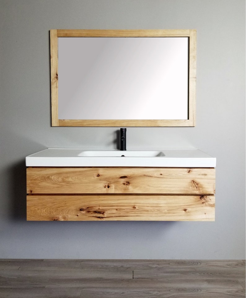 Solid Wood Floating Bathroom Vanity Etsy