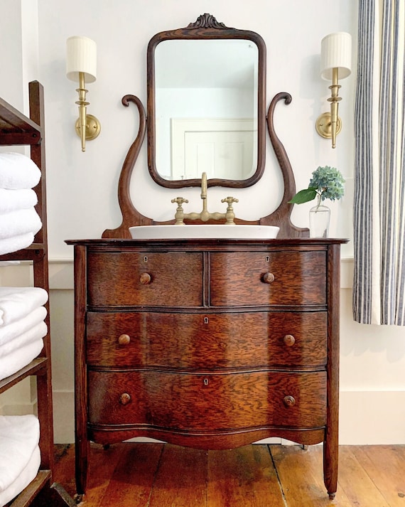 BATHROOM VANITY ANTIQUE We Find & Convert From Antique Furniture
