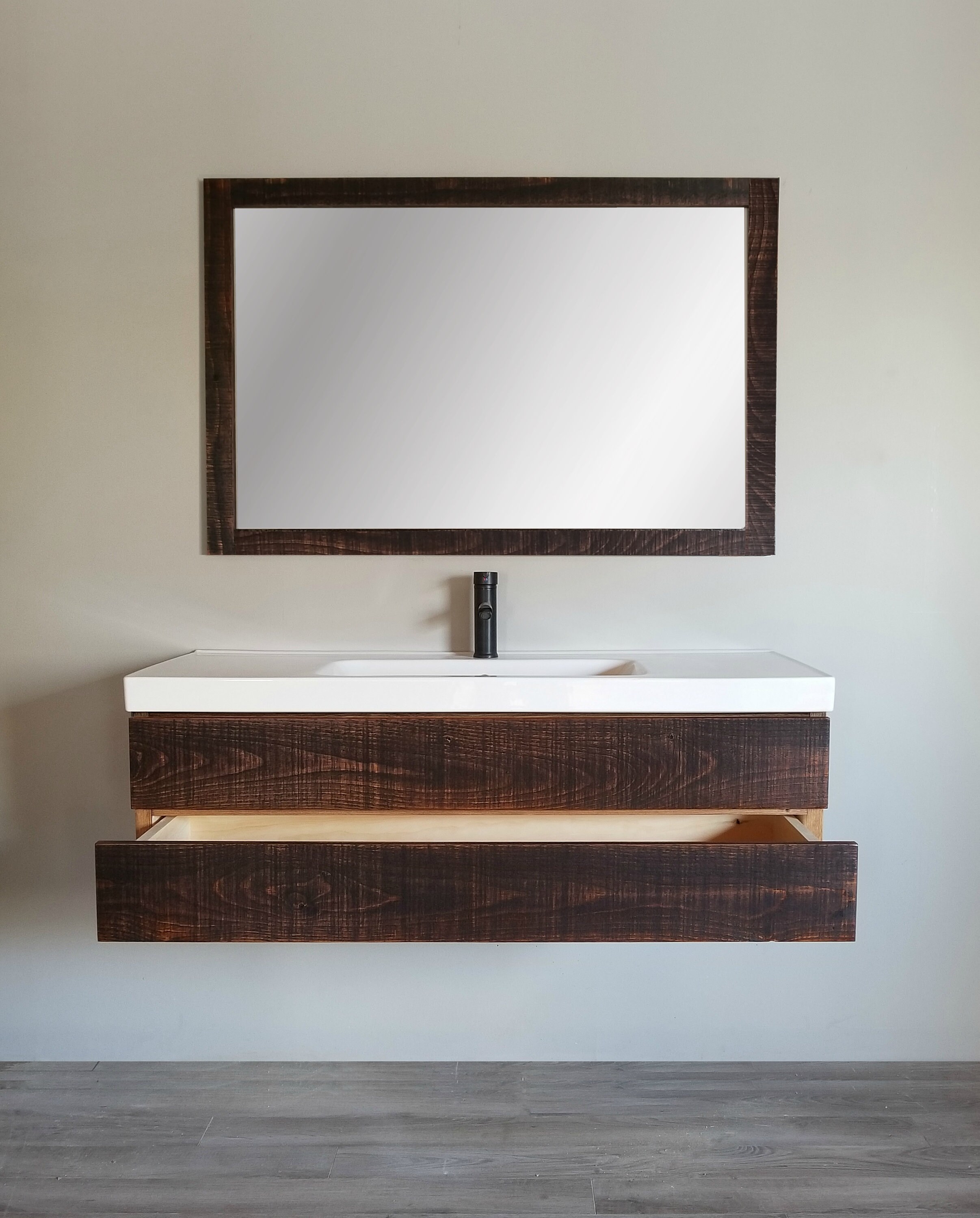 Morgan Solid Wood Floating Bathroom Vanity - Etsy