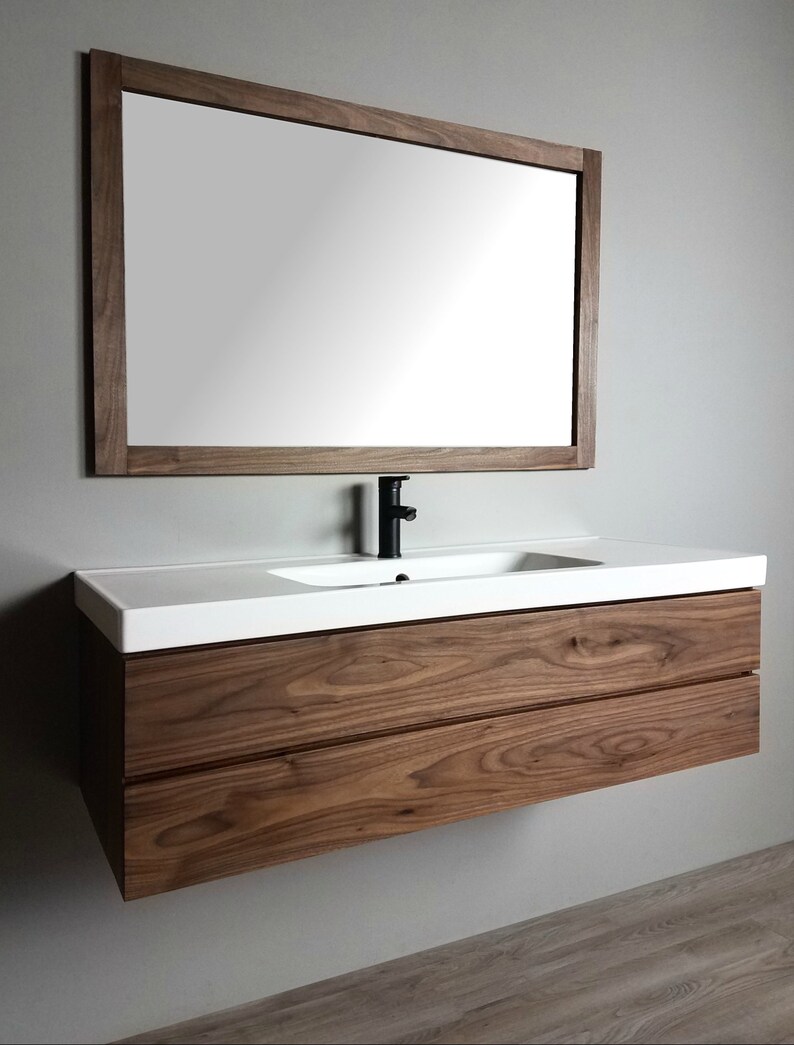 Solid Wood Floating Bathroom Vanity Etsy