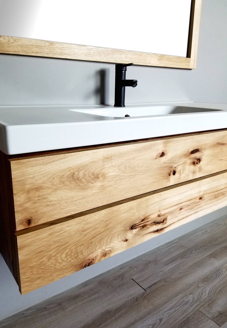 Solid Wood Floating Bathroom Vanity Etsy