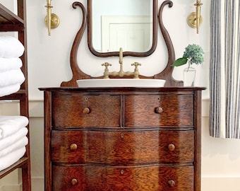 Restored Antique Dressers, Sideboards and Cabinets Converted To Bathroom Vanities