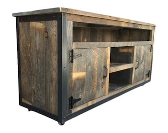 Rustic Industrial Barn Board / Reclaimed Wood Media Stand / TV / Entertainment Stand / Reclaimed Wood