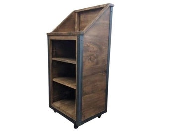 Rustic Industrial Reclaimed Wood Hostess / Host / Wait staff Station / Stand / Reception Desk