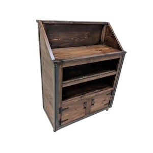 Rustic Industrial Reclaimed Wood Hostess / Host / Wait staff Station / Stand / Reception Desk / Reclaimed Wood