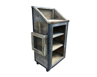 Rustic Industrial Barn Board Hostess / Host / Wait staff Station / Stand / Reception Desk in Weathered Grey / Reclaimed Wood