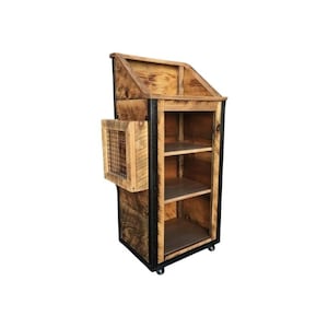 Rustic Industrial Barn Board Hostess / Host / Wait staff Station / Stand / Reception Desk in Honey / Reclaimed Wood