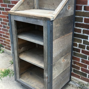 Rustic Industrial Barn Board Hostess / Host / Wait staff Station / Stand / Reception Desk in Weathered Grey / Reclaimed Wood image 5