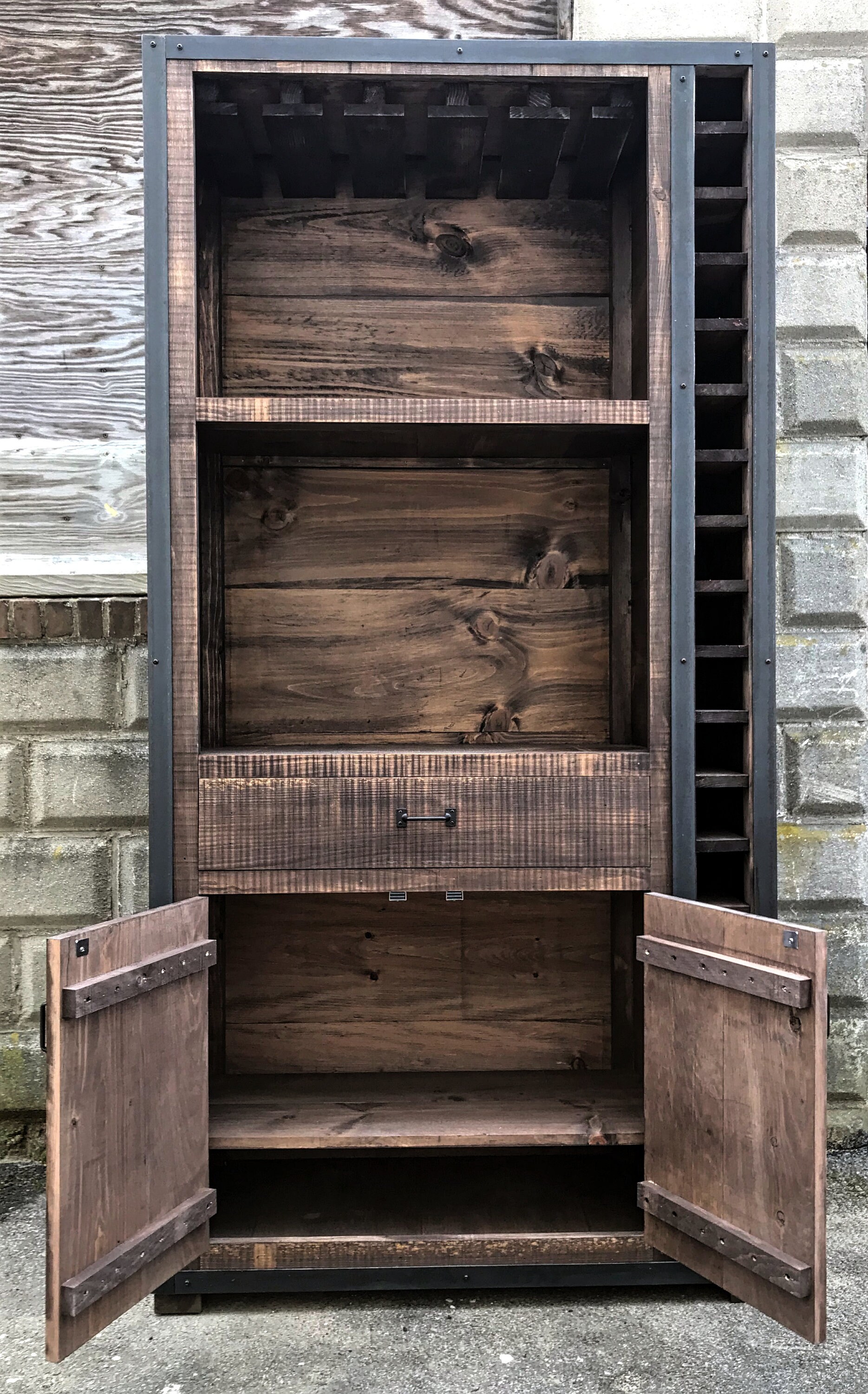 Rustic Industrial Wine Rack weathered Walnut Etsy