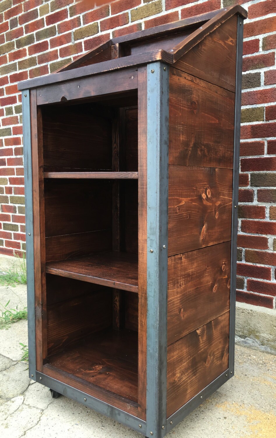 Rustic Industrial Reclaimed Wood Hostess Host Stand Etsy