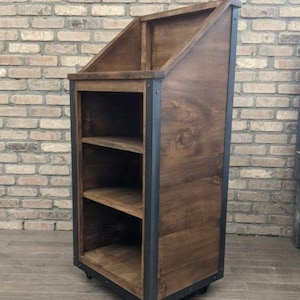 Rustic Industrial Reclaimed Wood Hostess / Host / Wait staff Station / Stand / Reception Desk image 3