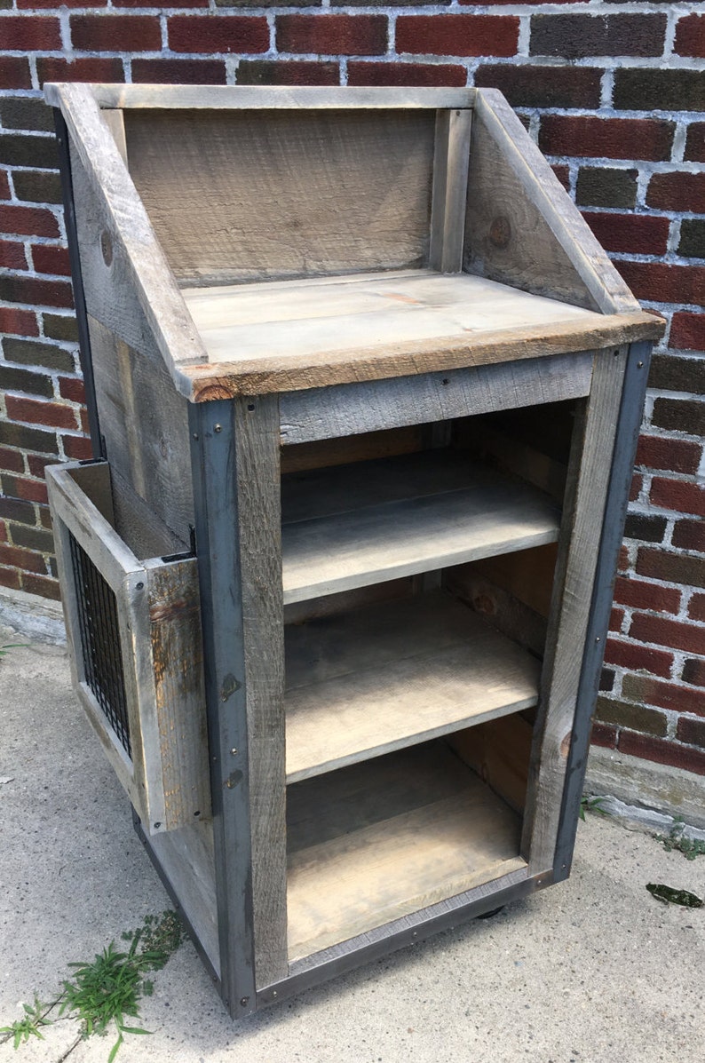 Rustic Industrial Barn Board Hostess / Host / Wait staff Station / Stand / Reception Desk in Weathered Grey / Reclaimed Wood image 4