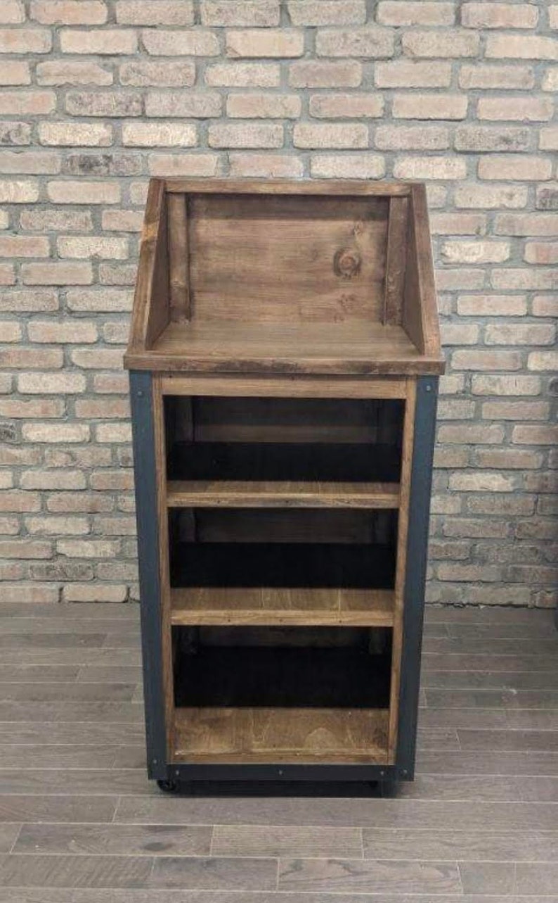 Rustic Industrial Reclaimed Wood Hostess / Host / Wait staff Station / Stand / Reception Desk image 2