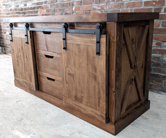Custom Farmhouse Industrial Side Cabinet BuffetMedia Console