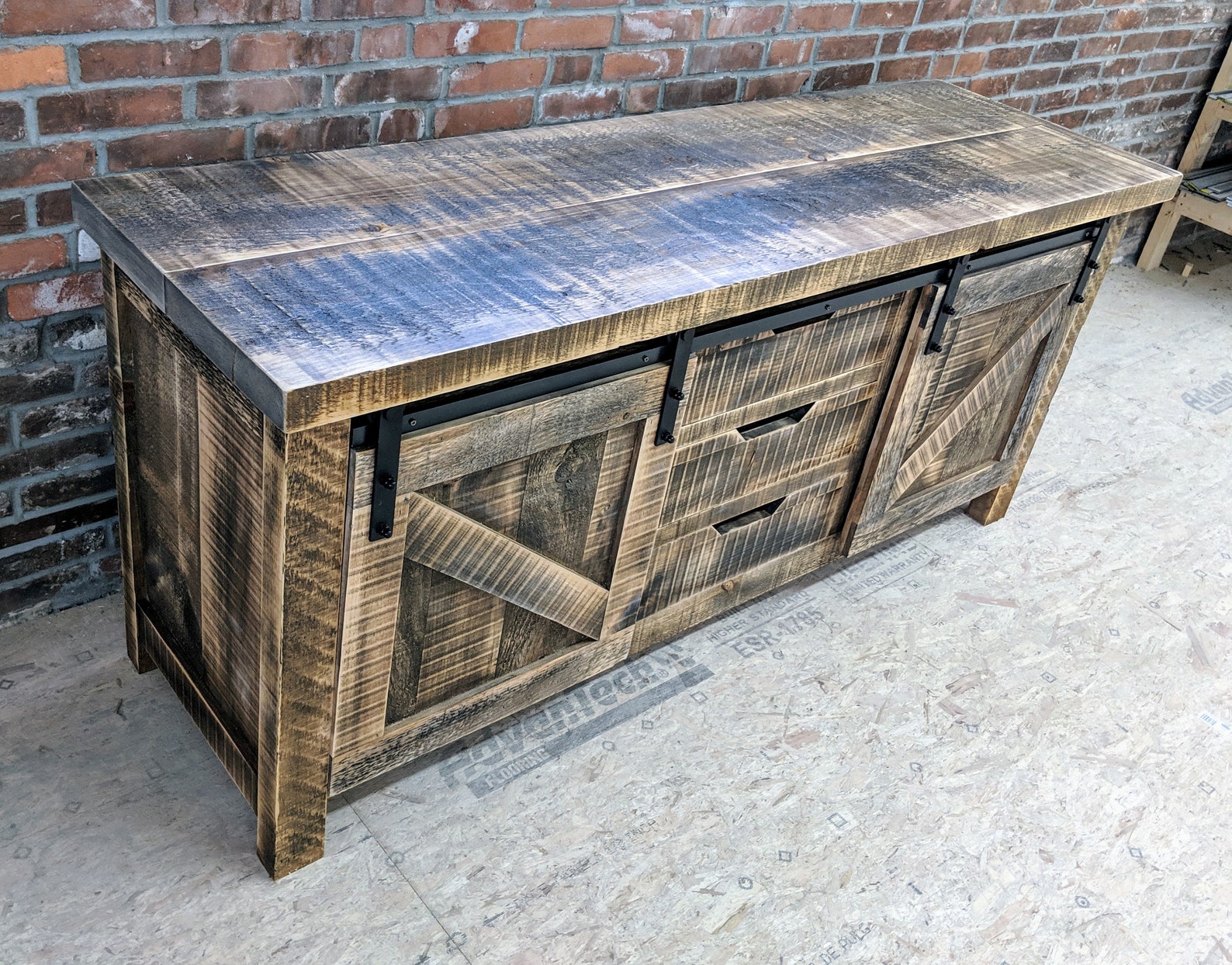 Rustic Industrial Vanity / Media Stand / Cabinet / Console / - Etsy