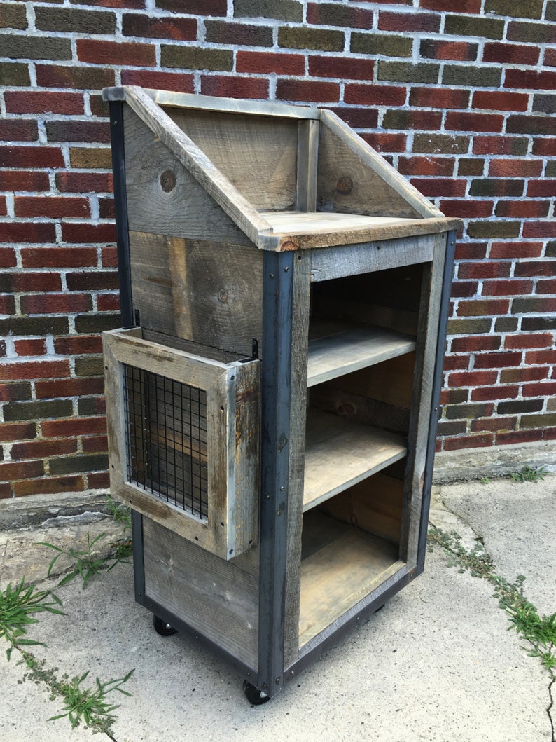 Rustic Industrial Barn Board Hostess / Host / Wait staff Station / Stand / Reception Desk in Weathered Grey / Reclaimed Wood image 2