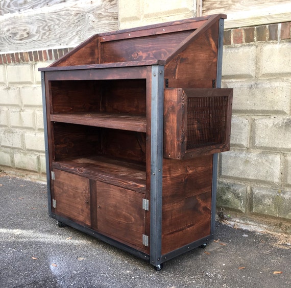 Rustic Industrial Reclaimed Wood Hostess Host Stand W Menu Etsy