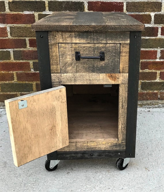 Rustic Industrial Barn Board End Table Side Table Etsy