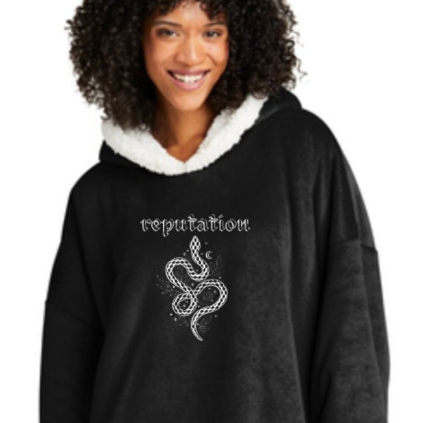 Reputation Custom Embroidered Wearable Blanket, Hooded Poncho, Hoodie Blanket - Taylor Swift - Snake