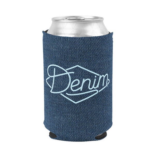 Personalized Rustic DENIM Wedding Can Cooler + Party Favor