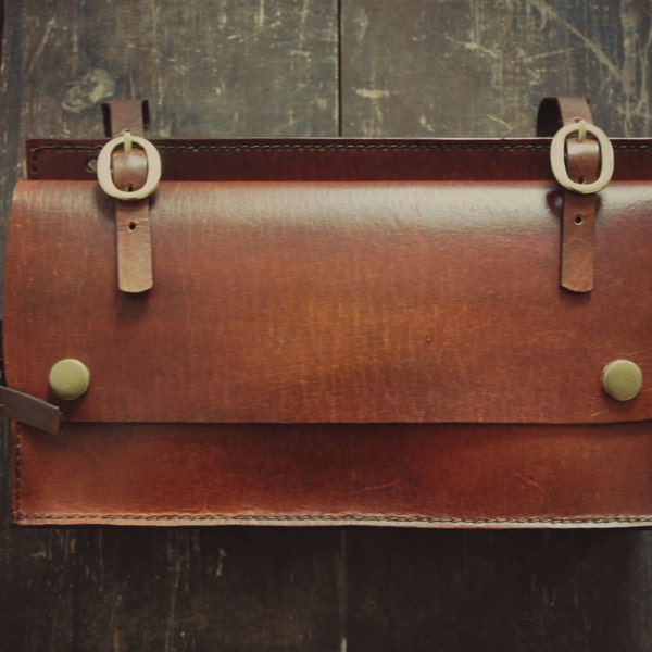 Handmade veg tanned leather bike frame or handlebar bag *MADE TO ORDER* choice of colours