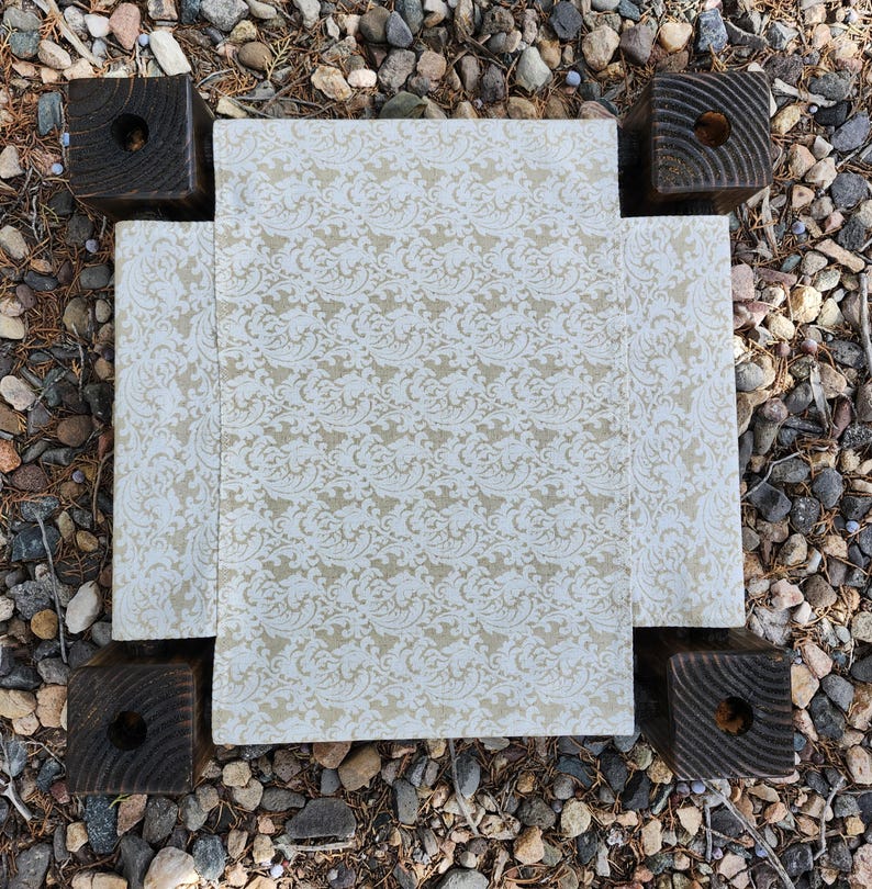 Cat Tree - 6 Tier - Dark Walnut Paisley Scroll Cream