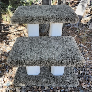 2 Step Pet Stairs - White with Bronze carpet