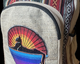 Hemp backpack large cats under the stars JGB