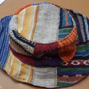 Hemp patchwork bucket hat