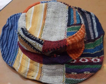 Hemp patchwork bucket hat